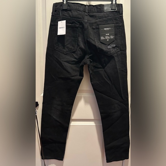 FOREVER 21 Distressed Mid Rise Slim Leg Mens Jeans 31 NWT - Picture 7 of 8
